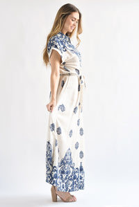 Fashion Styled Vestido largo paisley Crudo
