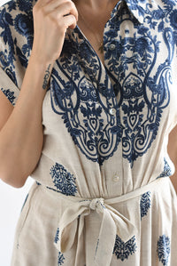 Fashion Styled Vestido largo paisley Crudo