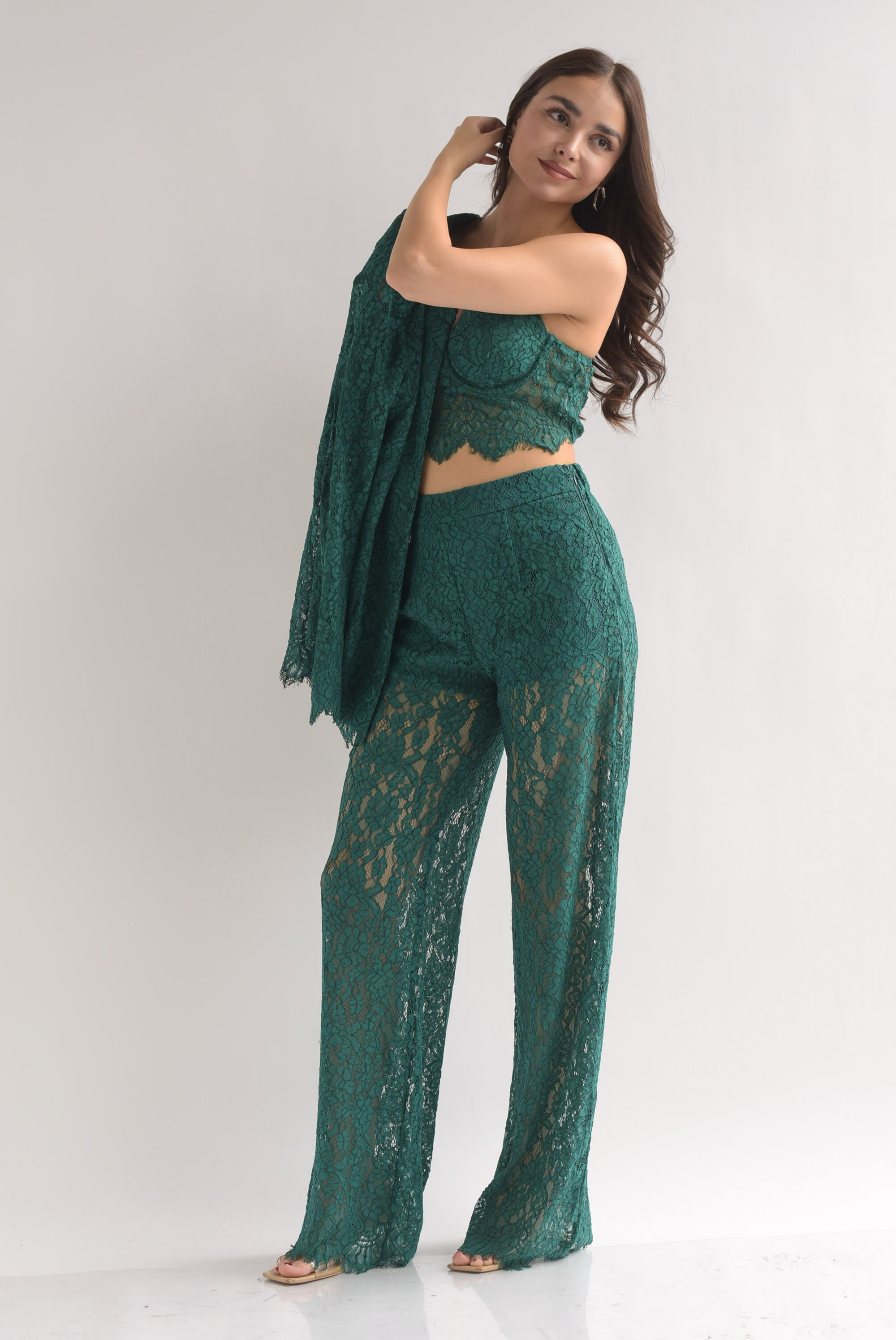 Set Pantalón, Top y Blazer encaje