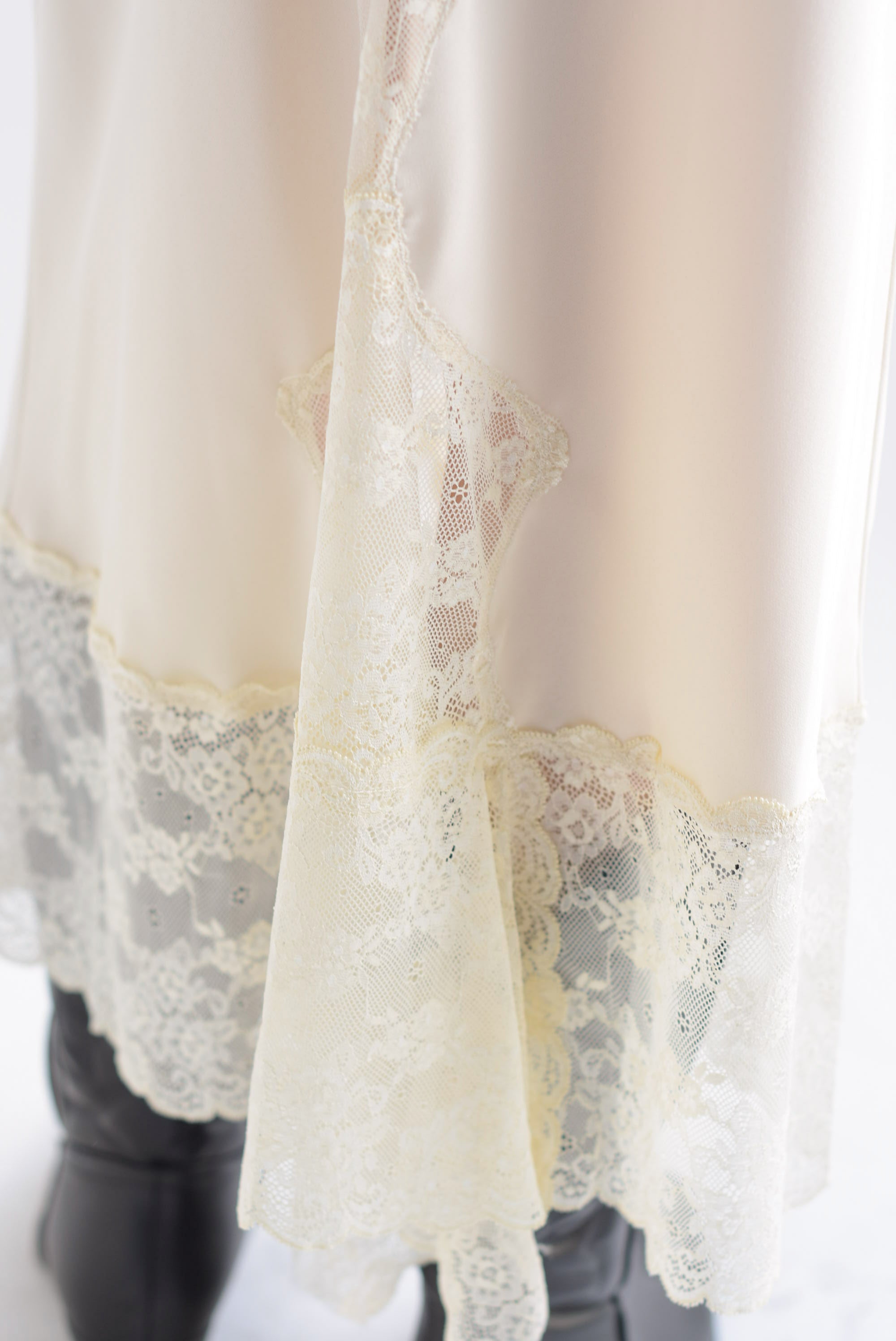 Falda lencera cut-out encaje Ivory