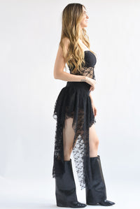Fashion Styled Set Falda mini y Top strapless encaje Negro