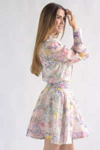 Fashion Styled Set Falda y Blusa pétalos Pastel