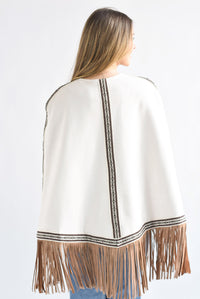 Fashion Styled Capa suede flecos tribal Ivory
