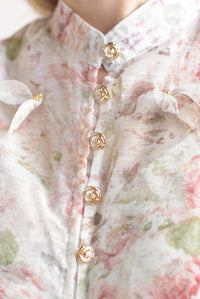 Fashion Styled Vestido largo floral pétalos Ivory