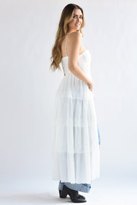 Fashion Styled Maxi blusa tira bordada olanes Blanco