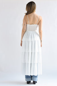 Fashion Styled Maxi blusa tira bordada olanes Blanco