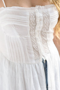Fashion Styled Maxi blusa tira bordada olanes Blanco