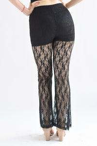 Fashion Styled Pantalón flare encaje fondo short Negro