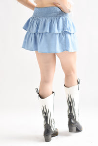 Fashion Styled Falda mini olanes pretina elástica Denim