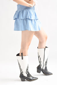 Fashion Styled Falda mini olanes pretina elástica Denim