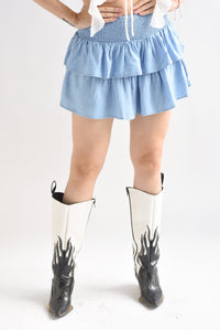 Fashion Styled Falda mini olanes pretina elástica Denim