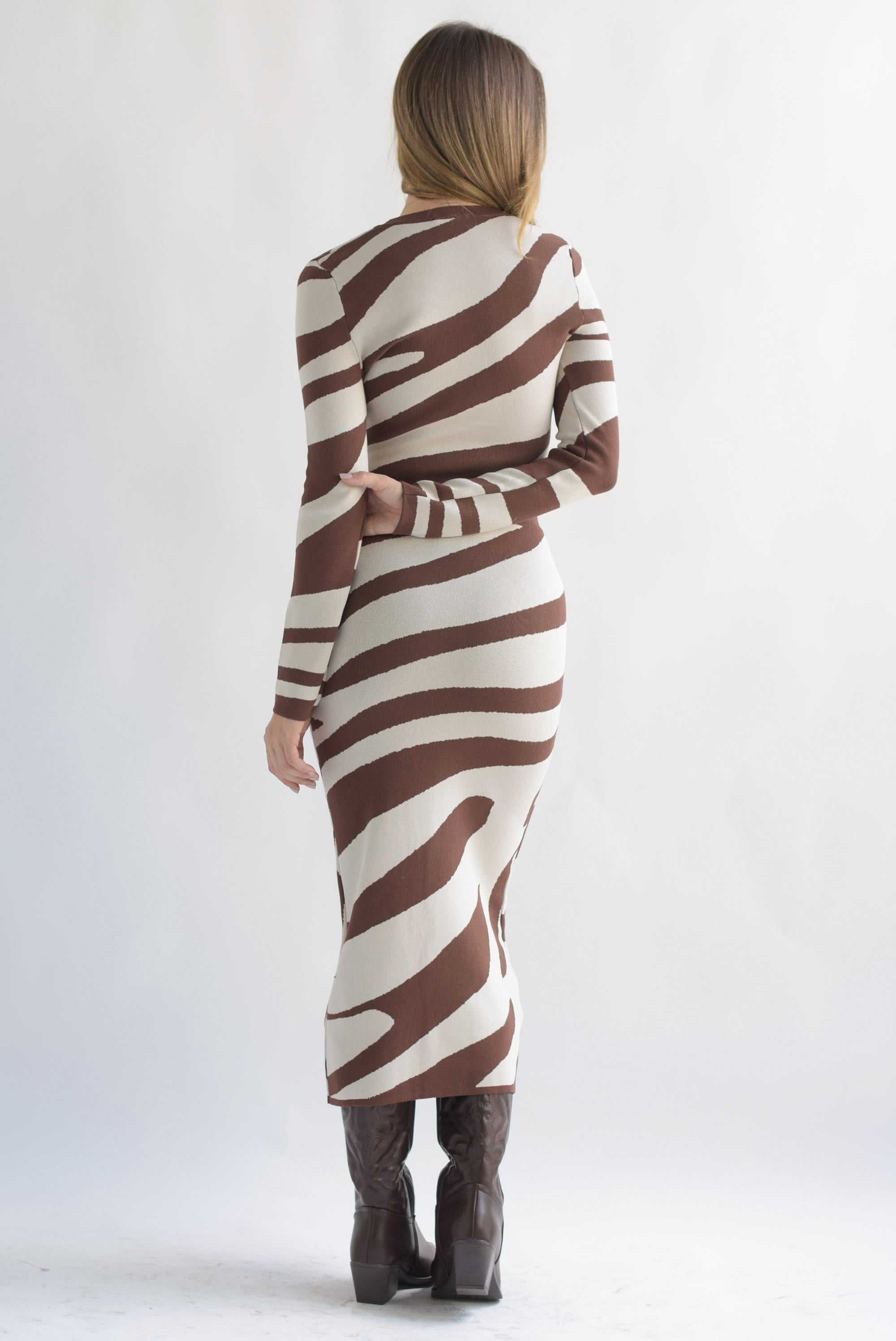 Set Falda y Blusa punto Zebra Blanco & Café