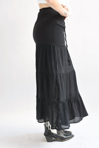 Fashion Styled Falda larga olanes pretina elástica Negro