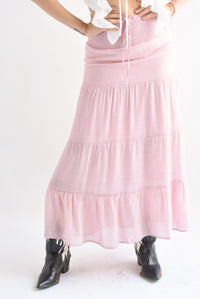 Fashion Styled Falda larga olanes pretina elástica Rosa