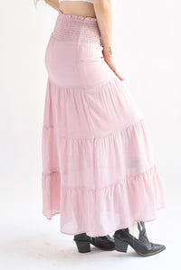 Fashion Styled Falda larga olanes pretina elástica Rosa