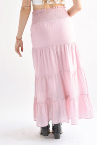 Fashion Styled Falda larga olanes pretina elástica Rosa