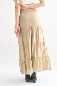 Fashion Styled Falda larga olanes pretina elástica Kaki