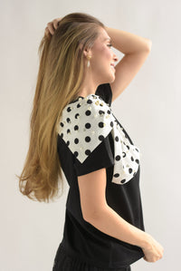 Fashion Styled T-Shirt moño polka dots Negro