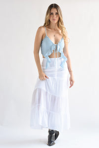 Fashion Styled Falda larga olanes pretina elástica Blanco