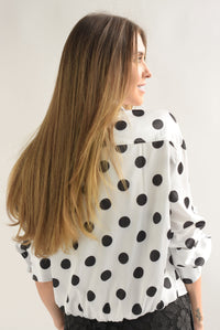 Fashion Styled Blusa nudo polka dots Blanco & Negro
