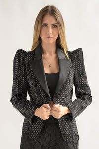 Fashion Styled Blazer smoking lunares Negro