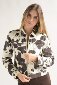 Fashion Styled Chamarra denim cierre Cow