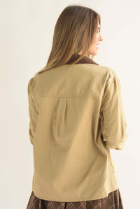 Fashion Styled Chamarra Barn cuello pana Kaki