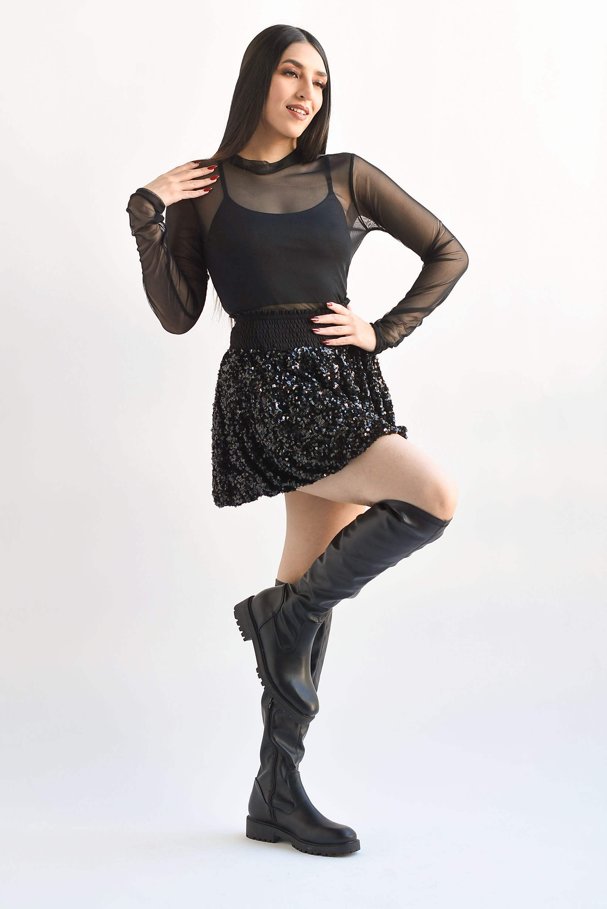 Falda globo lentejuela Negro