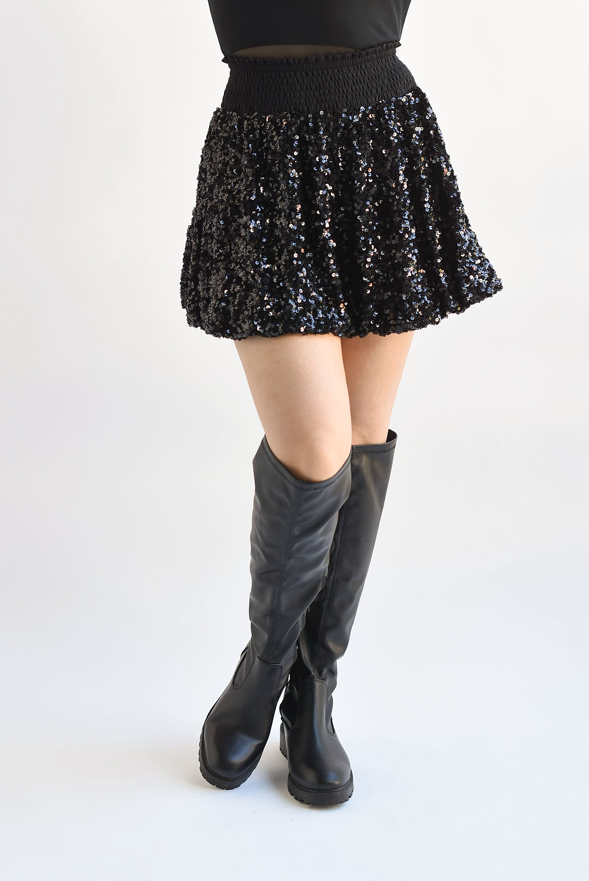 Falda globo lentejuela Negro