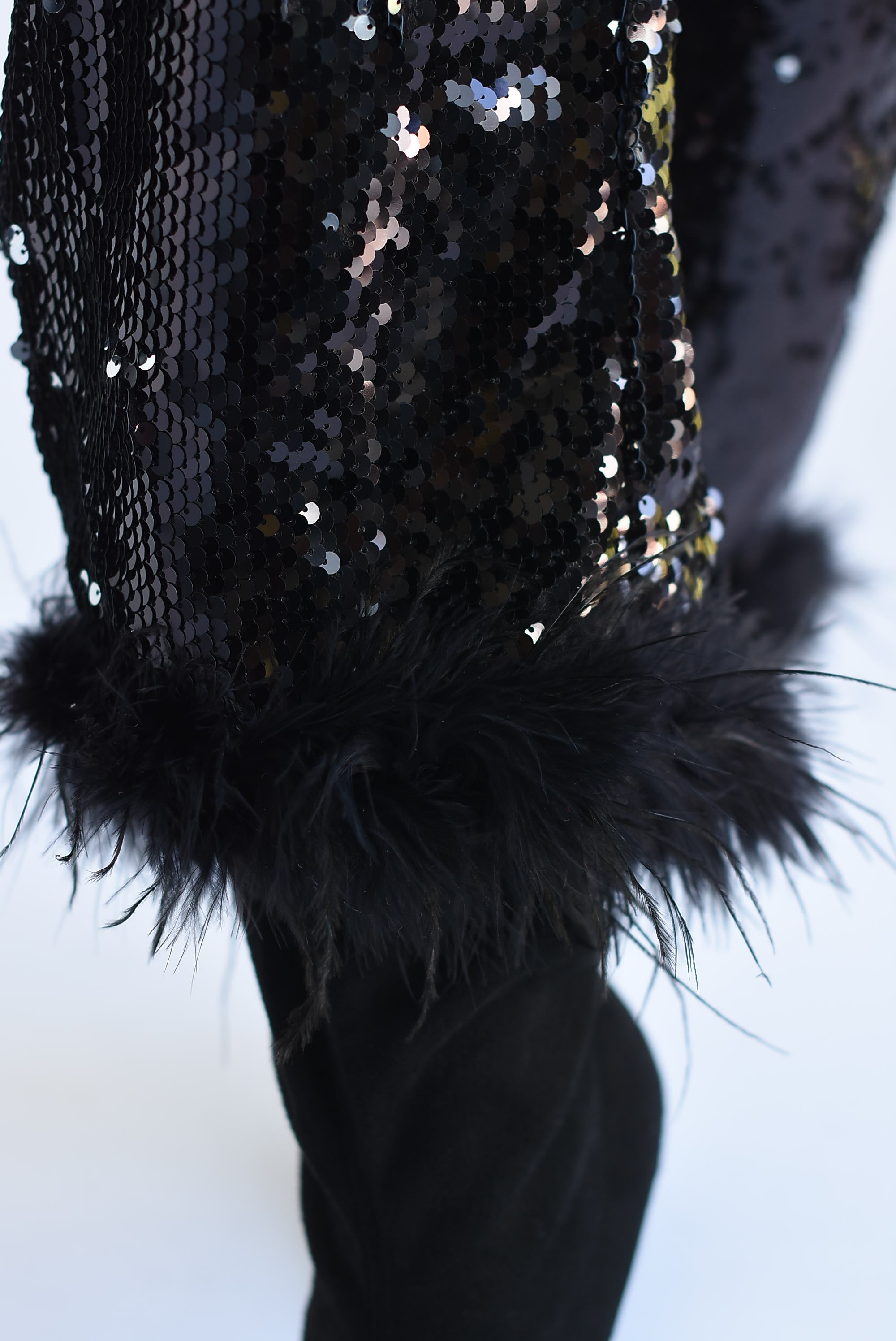 Pantalón lentejuela plumas Negro