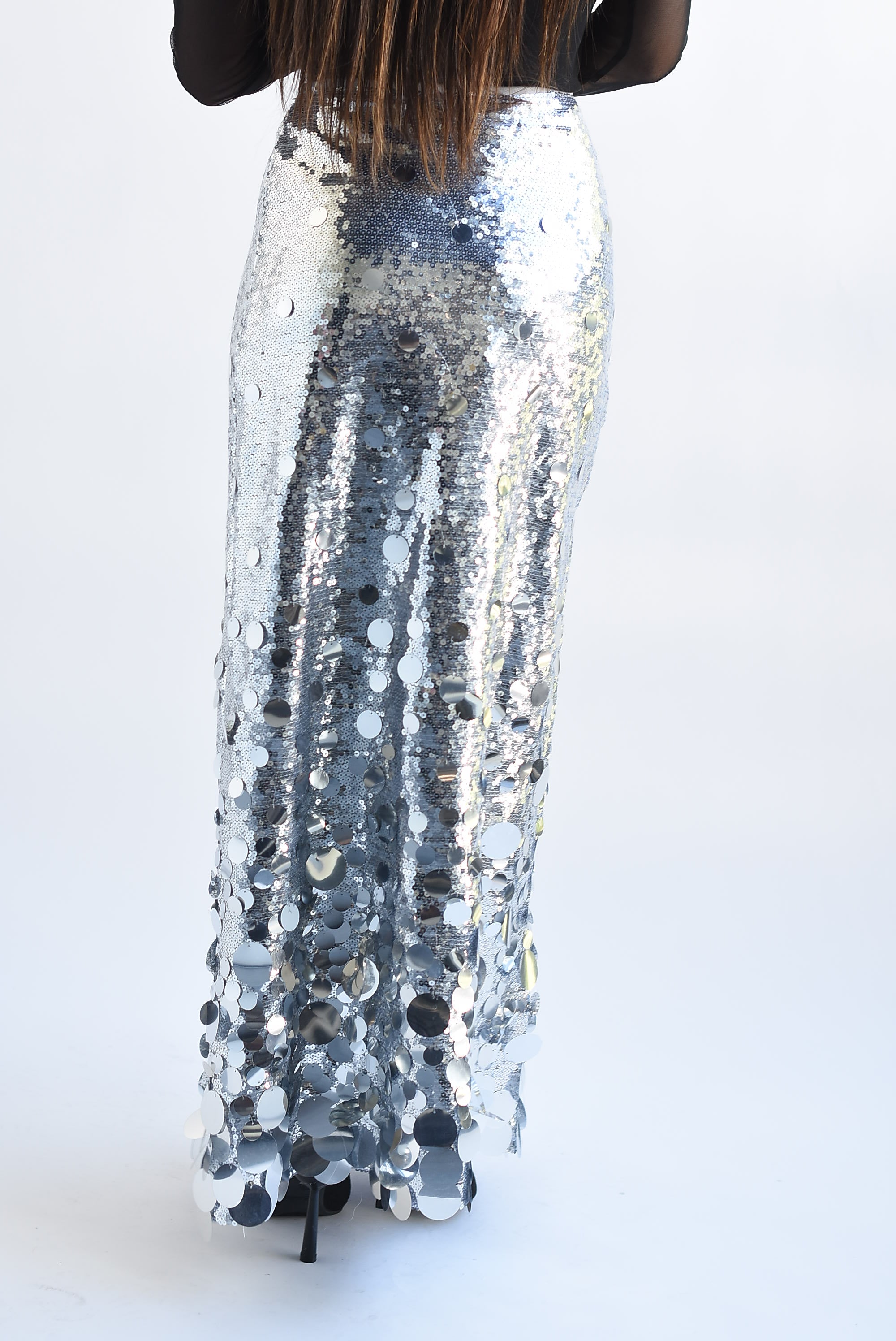 Falda larga lentejuelas Plata