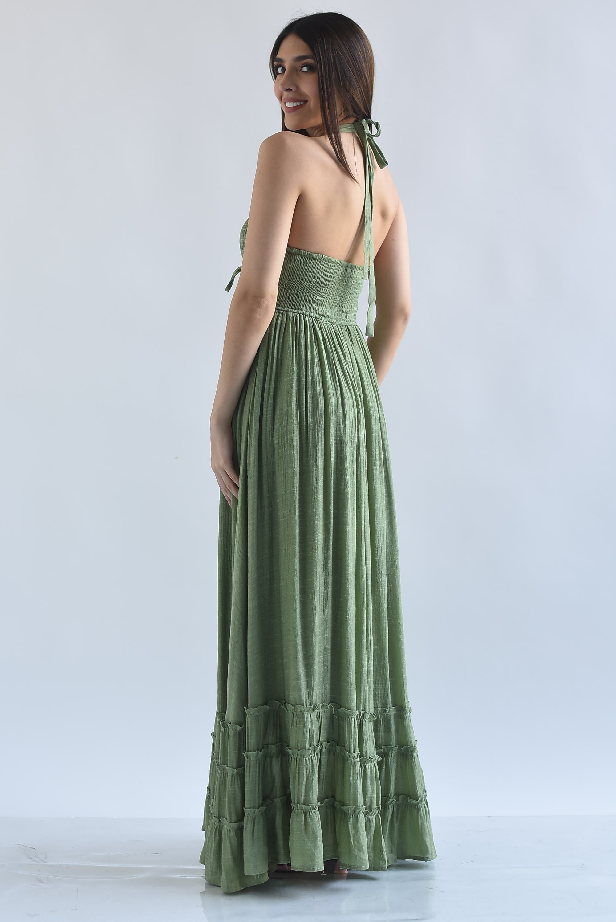 Vestido boho halter pecho elástico