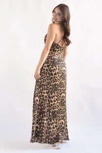 Fashion Styled Vestido asimétrico tirantes Leopardo