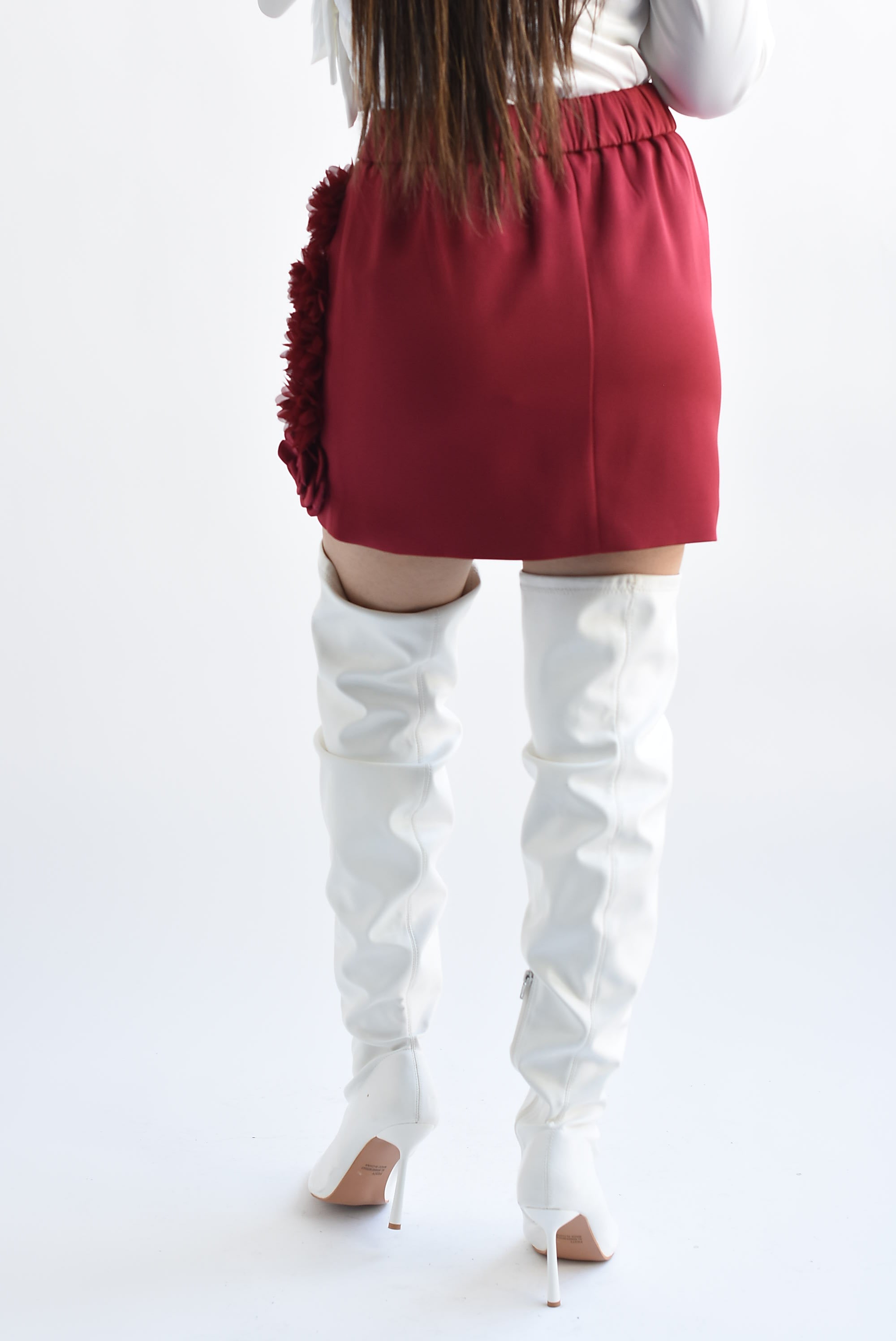 Falda mini flores 3D Vino