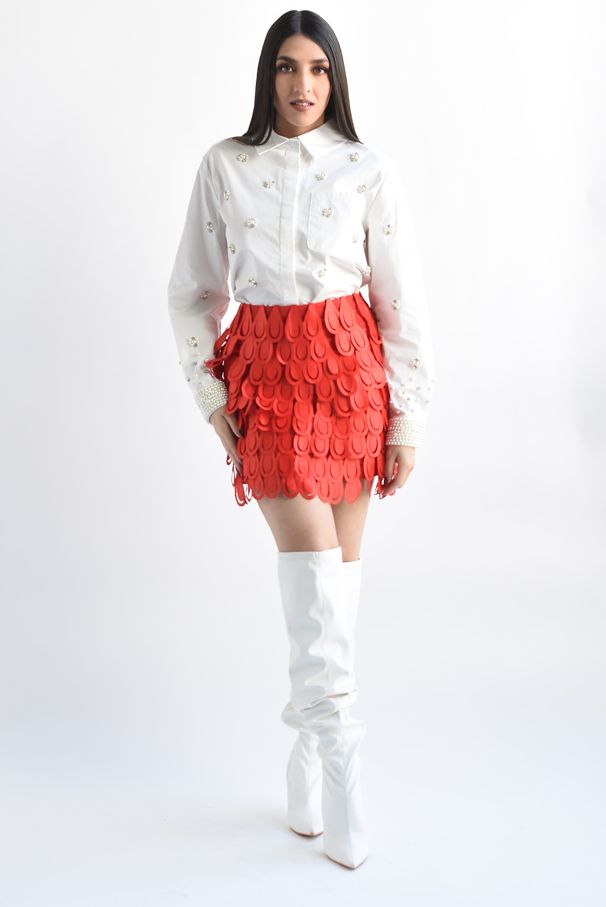 Falda mini pétalos Roja