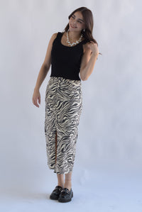 Fashion Styled Falda midi denim Zebra