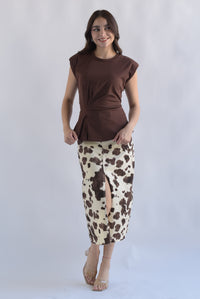 Fashion Styled Falda midi denim Cow