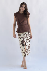 Fashion Styled Falda midi denim Cow