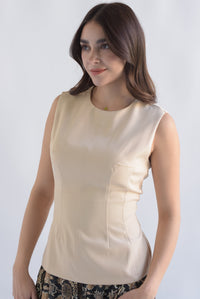 Fashion Styled Blusa pinzas torso Beige