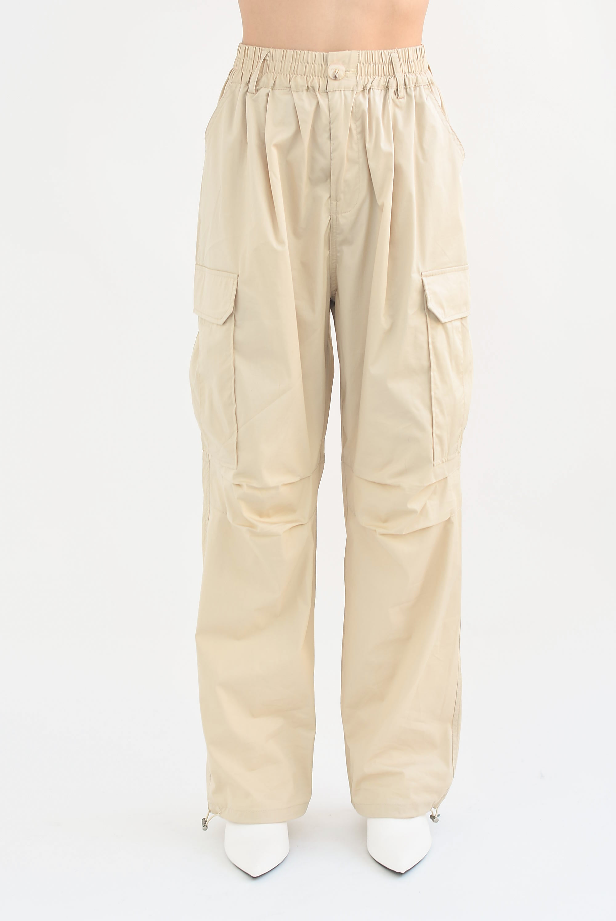 Pantalón parachute cargo Ivory