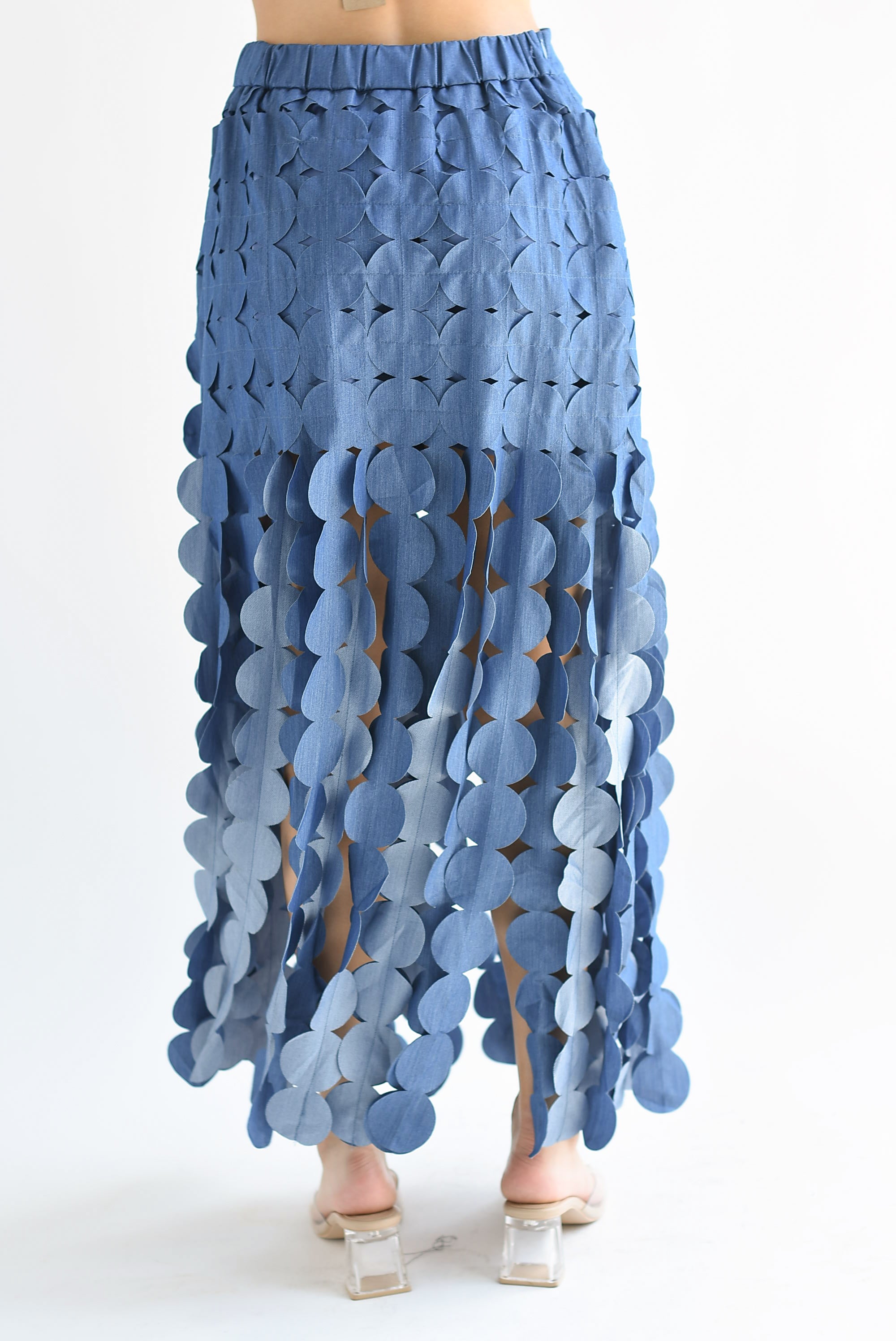 Falda flecos círculos Denim