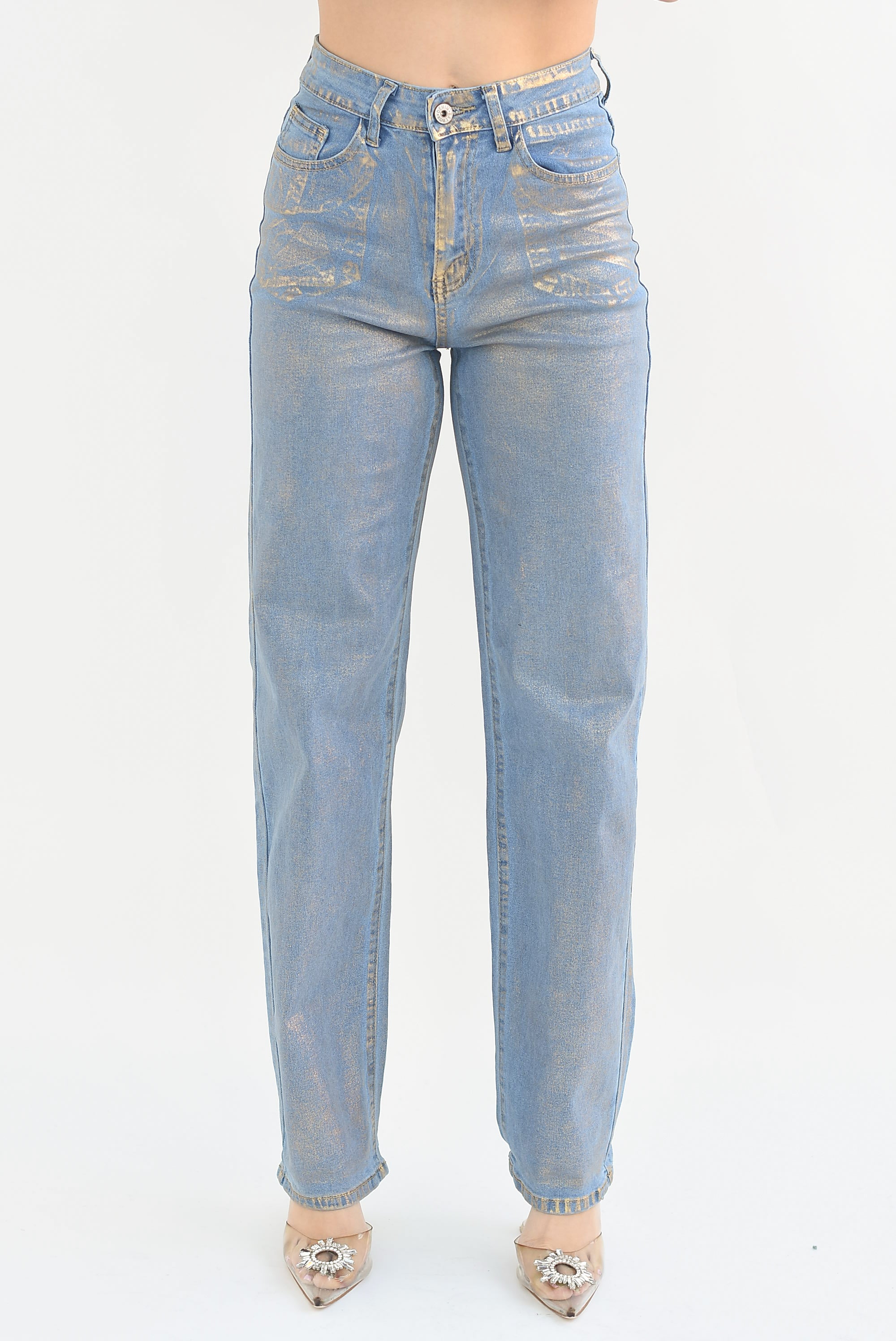 Jeans recto Foil Dorado