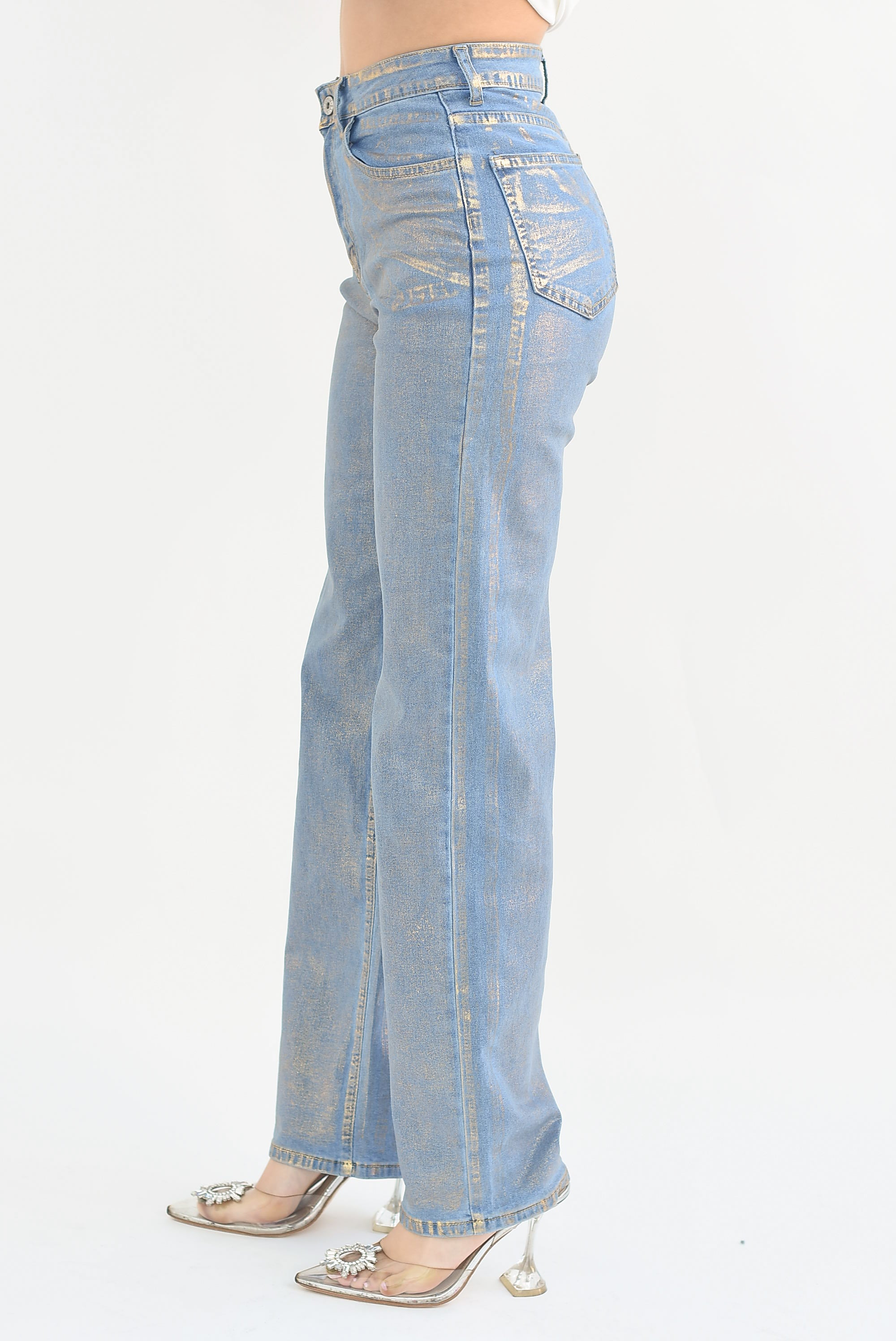 Jeans recto Foil Dorado