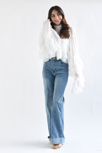 Fashion Styled Blusa olanes gasa Blanco