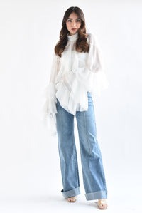 Fashion Styled Blusa olanes gasa Blanco