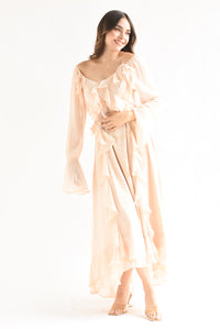 Fashion Styled Vestido largo olanes gasa Ivory