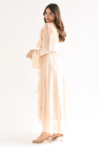 Fashion Styled Vestido largo olanes gasa Ivory