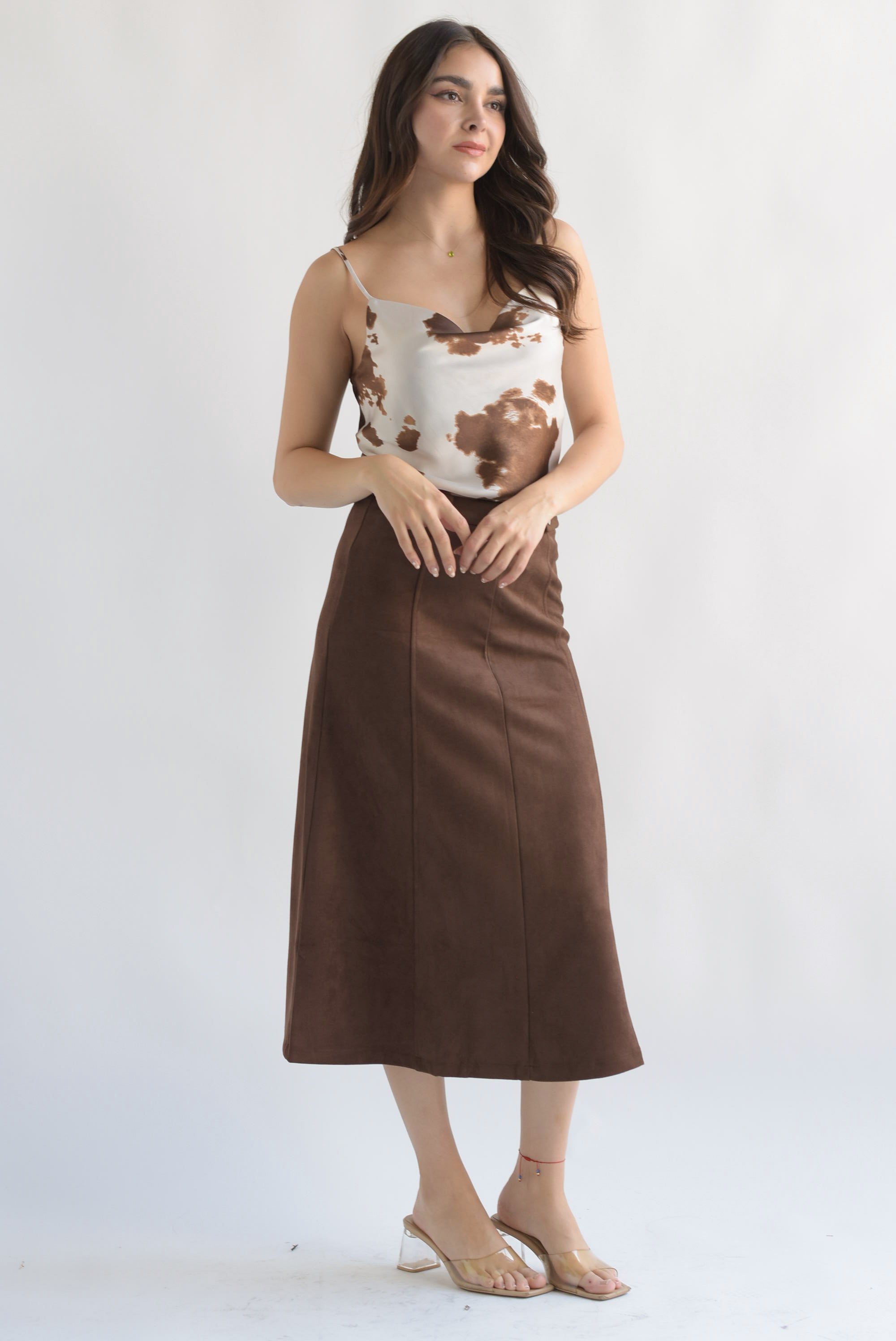 Falda suede corte A Espresso