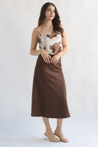 Fashion Styled Falda suede corte A Espresso