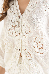 Fashion Styled Set Falda flecos y Blusa crochet Blanco